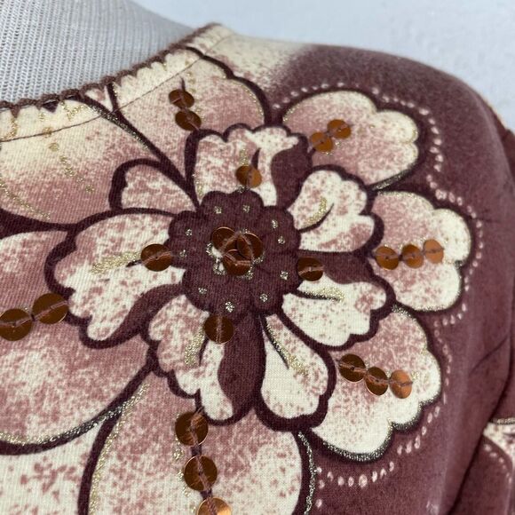 Alfred Dunner Three Quarter Sleeve Sequined Top Size S EUC - Picture 3 of 7